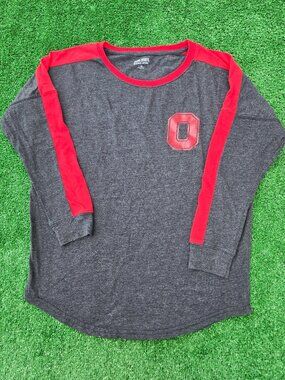 The Ohio State University Buckeyes long sleeve raglan tee metallic letters